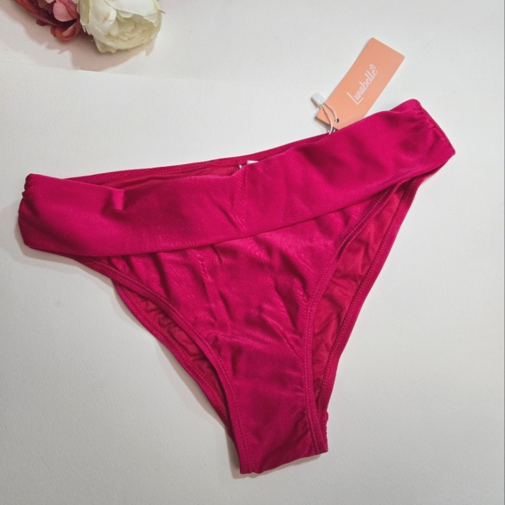 Lunabelle Dark Pink Bikini Bottom. Women's Swimsuit Bikini Bottom.